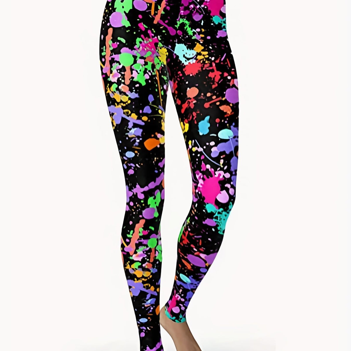 Artistic Splash Print High Waist Leggings for Women