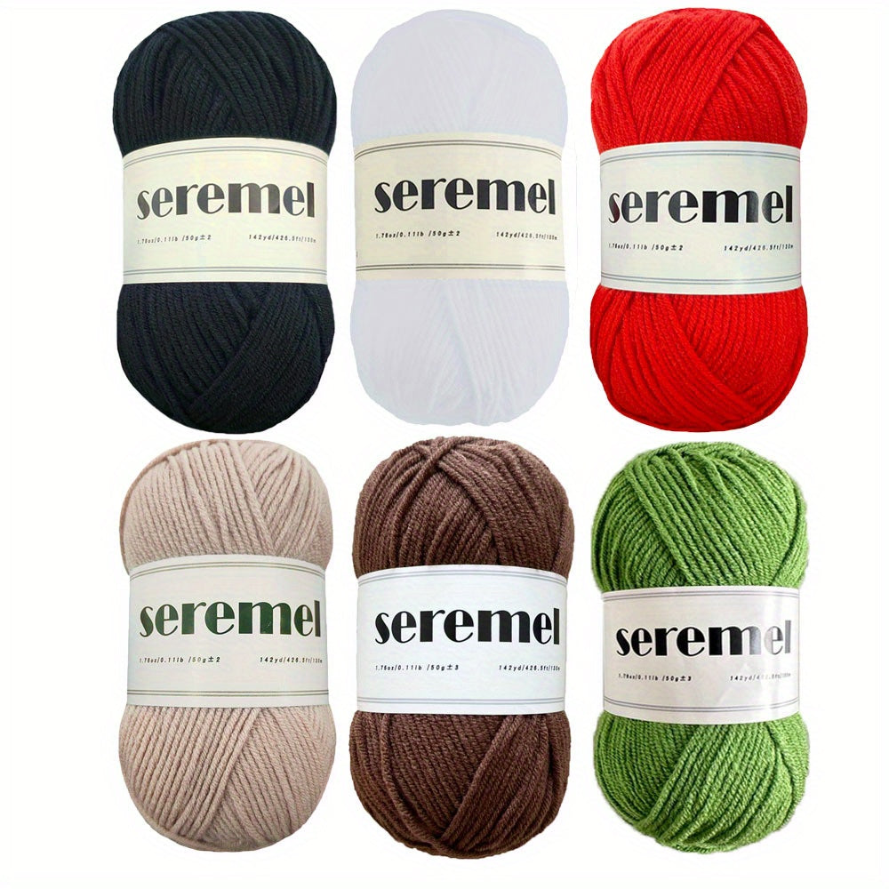 6 Large Acrylic Yarn Skeins Multicolor Soft for Knitting Crochet Crafts
