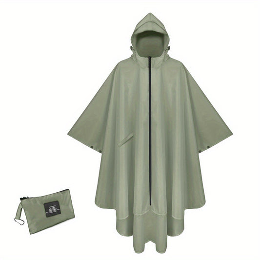 Waterproof Hooded Rain Poncho with Zipper Motorcycle Raincoat