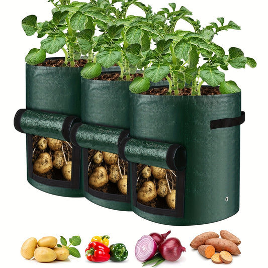 3pcs Potato Grow Bags PE Planting Growing Bag With Flap And Handles