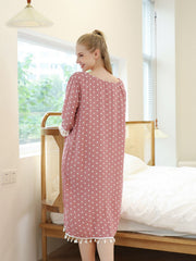 Polka Dot Print Lace Up Sleep Dress