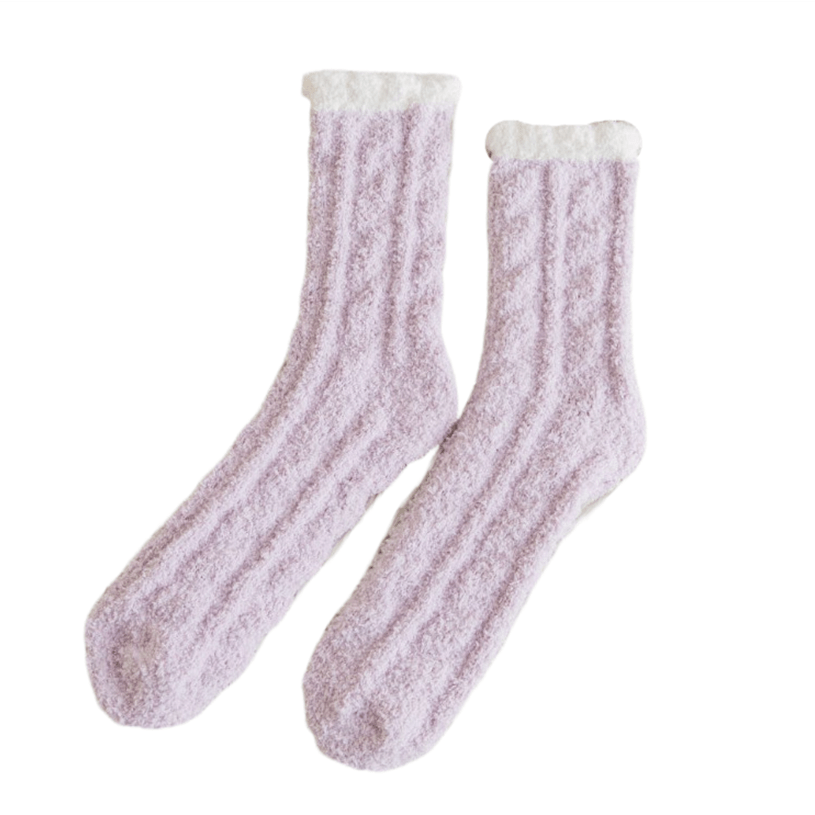 Kids Coral Fleece Solid Plus Fleece Warm Crew Socks