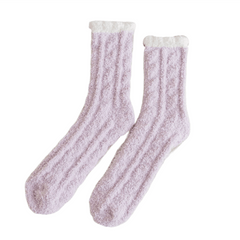 Kids Coral Fleece Solid Plus Fleece Warm Crew Socks
