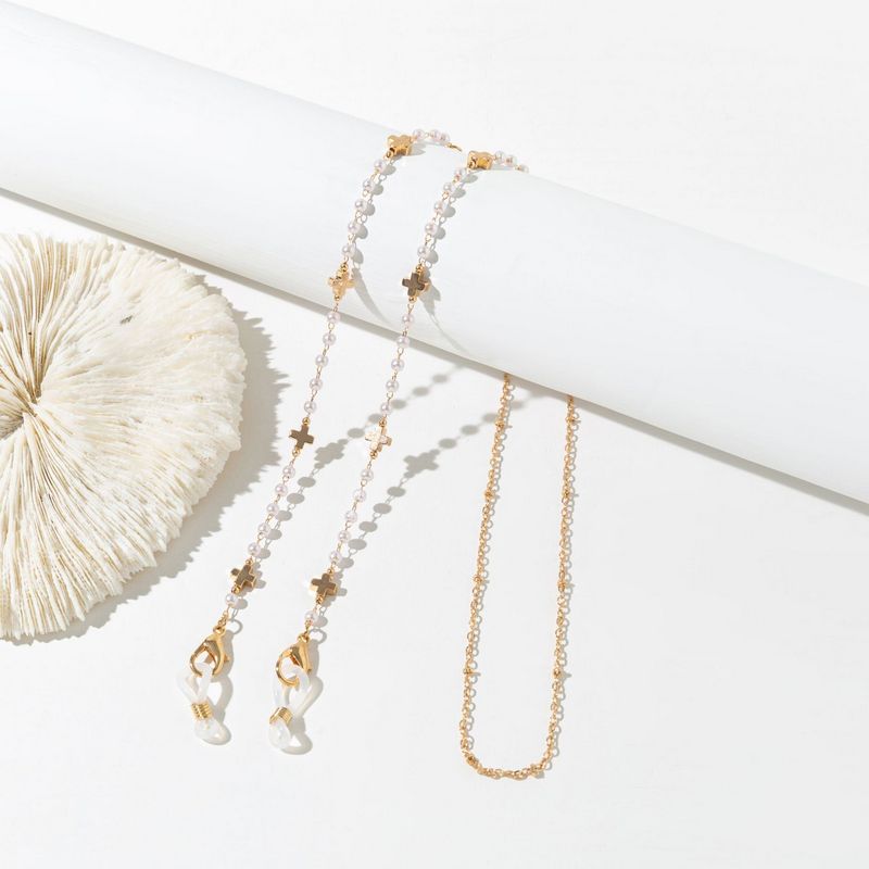 Stylish Glasses Chain Pearl Mask Chain Cross Crown Pendants