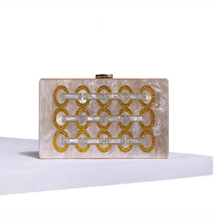 Champagne Acrylic Box Clutch Shoulder Bag