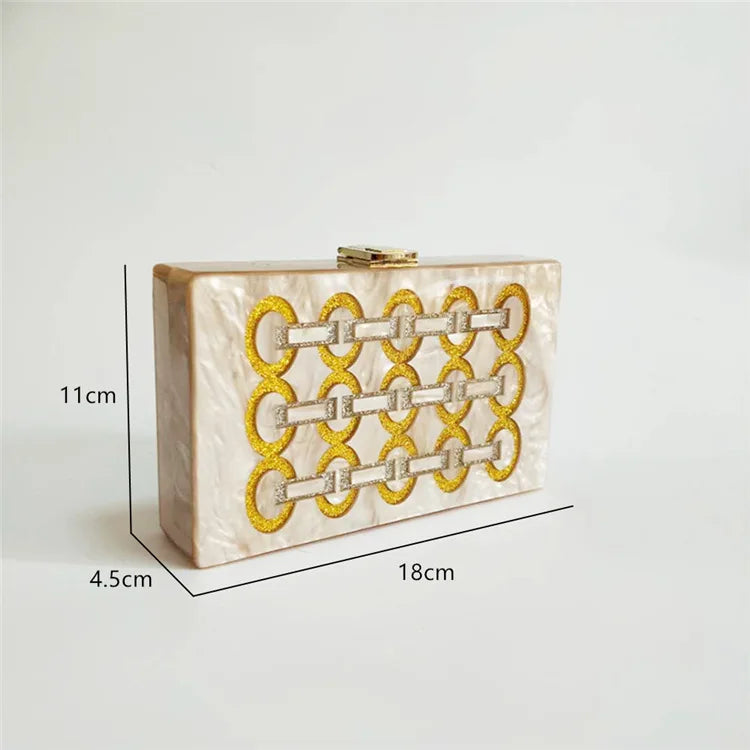 Champagne Acrylic Box Clutch Shoulder Bag