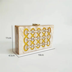 Champagne Acrylic Box Clutch Shoulder Bag