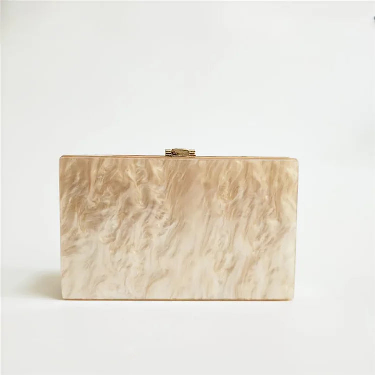 Champagne Acrylic Box Clutch Shoulder Bag