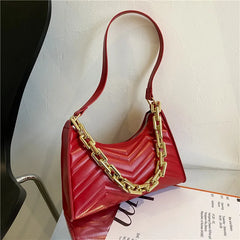 Embossed PU Leather Chain Shoulder Bag Zipper