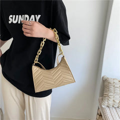 Embossed PU Leather Chain Shoulder Bag Zipper