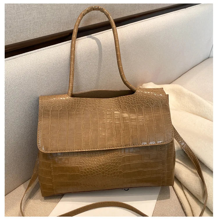 Crocodile Pattern Large Shoulder Bag Women Handbag