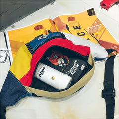Vintage Panelled Shoulder Bag Messenger Waist Bag