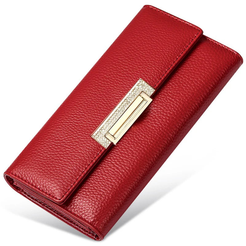 Women's Leather Clutch Bag Wallet Long Cow Leather Purse