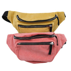 Women's Corduroy Zipper Waist Bag