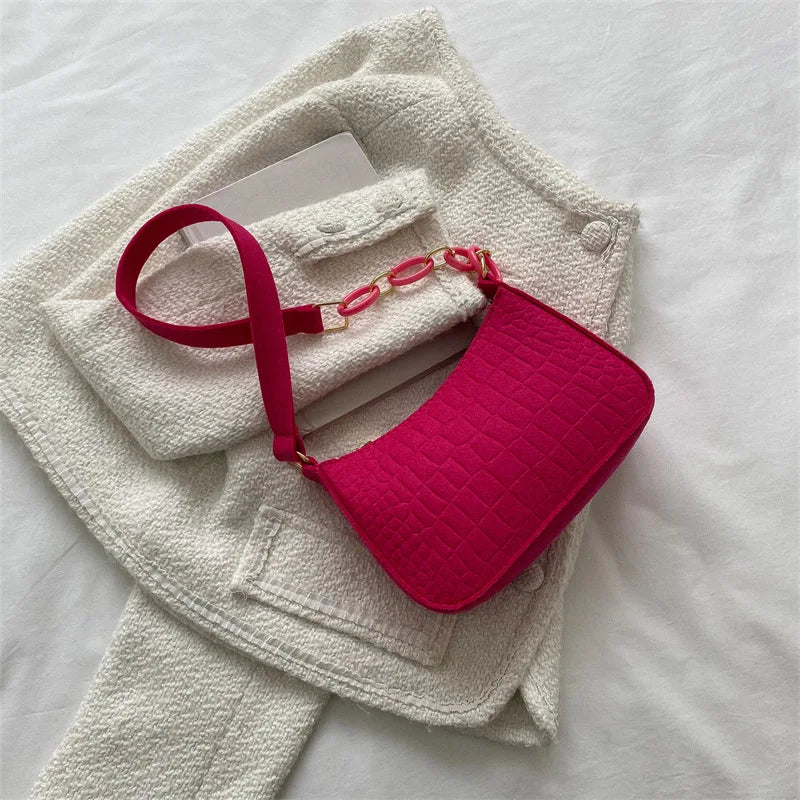 Crocodile Pattern Bags for Women Handbags Metal Chain PU Leather Lady Shoulder