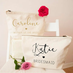 Heart Bridesmaid MakeUp Bag, Bride To Be Cosmetic Pouch, Wedding Proposal Gift