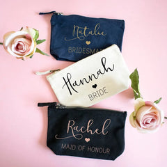Heart Bridesmaid MakeUp Bag, Bride To Be Cosmetic Pouch, Wedding Proposal Gift