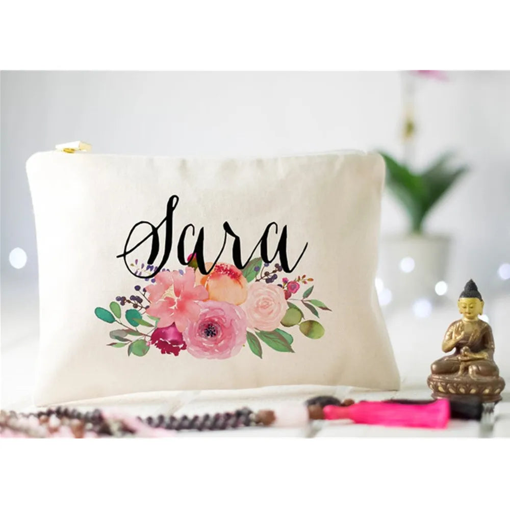 Floral Blush Make Up Bag Bridal Shower Mother of Bride Gift