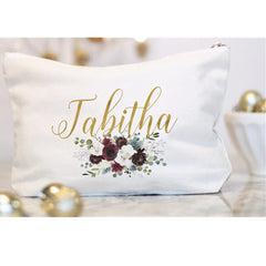 Floral Blush Make Up Bag Bridal Shower Mother of Bride Gift