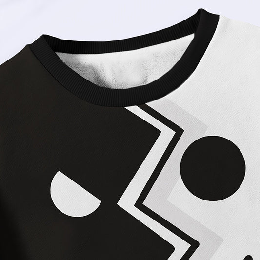 Splicing Face Pattern Crew Neck Sweatshirt for Girls Boys