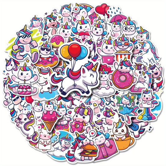 50pcs Unicorn Stickers Waterproof Vinyl Stickers Pack For Adults