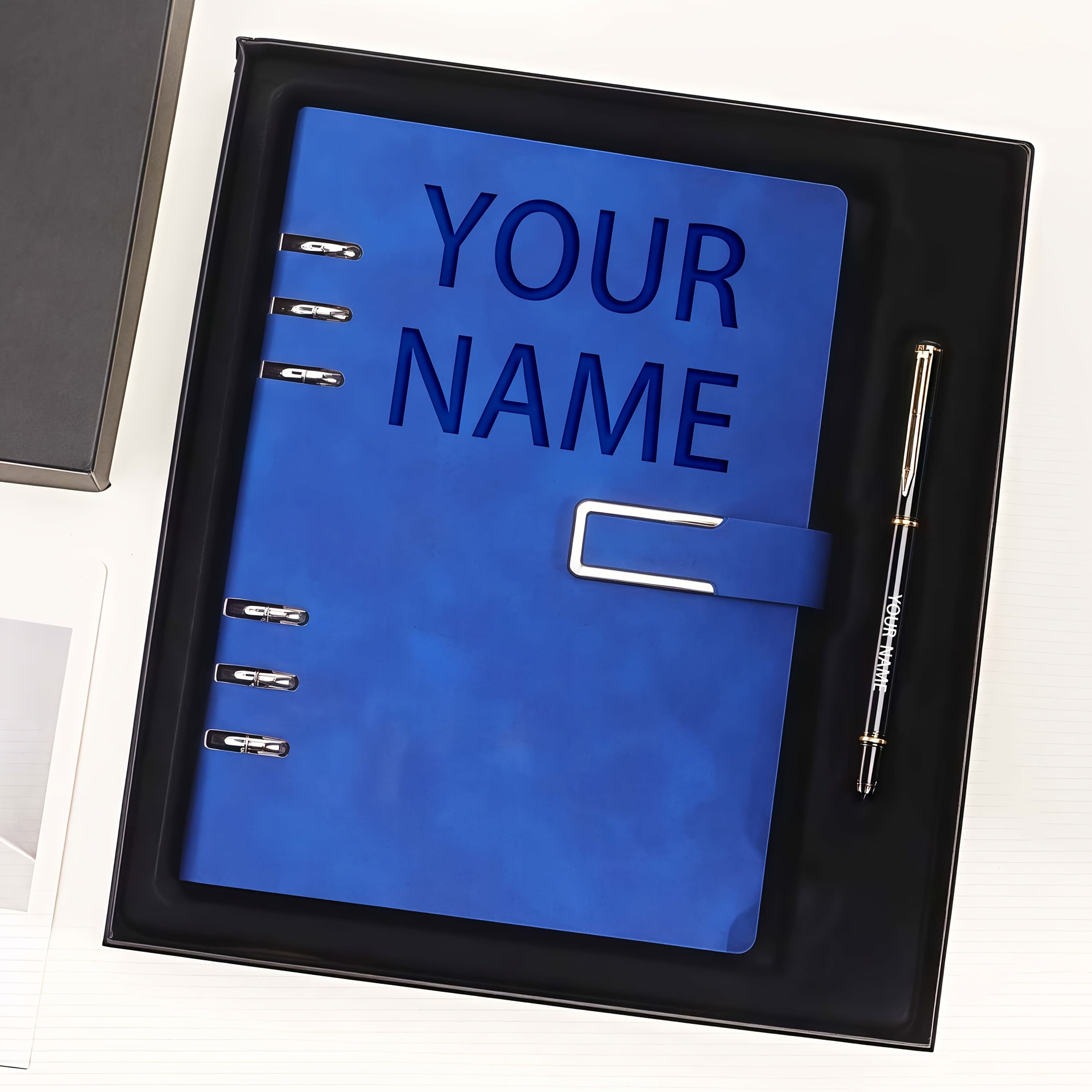 Personalized A5 Soft Cover Notebook, Metal Rings, Light Red
