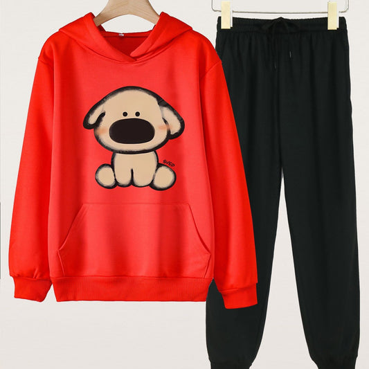 2pcs Chubby Puppy Hoodie & Jogger Set Girls Spring Fall Sports Gift
