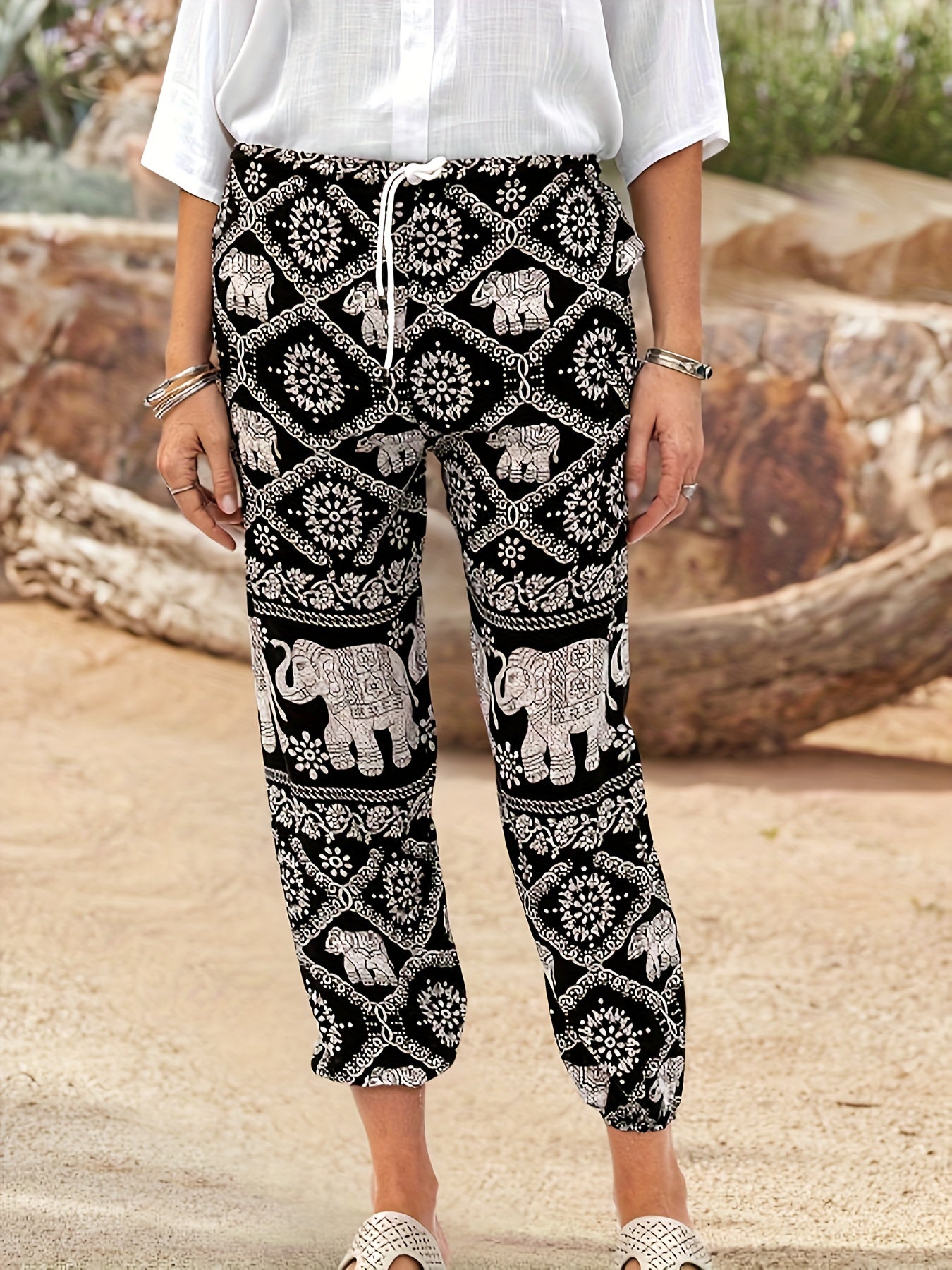 Geometric Elephant Print Plus Size