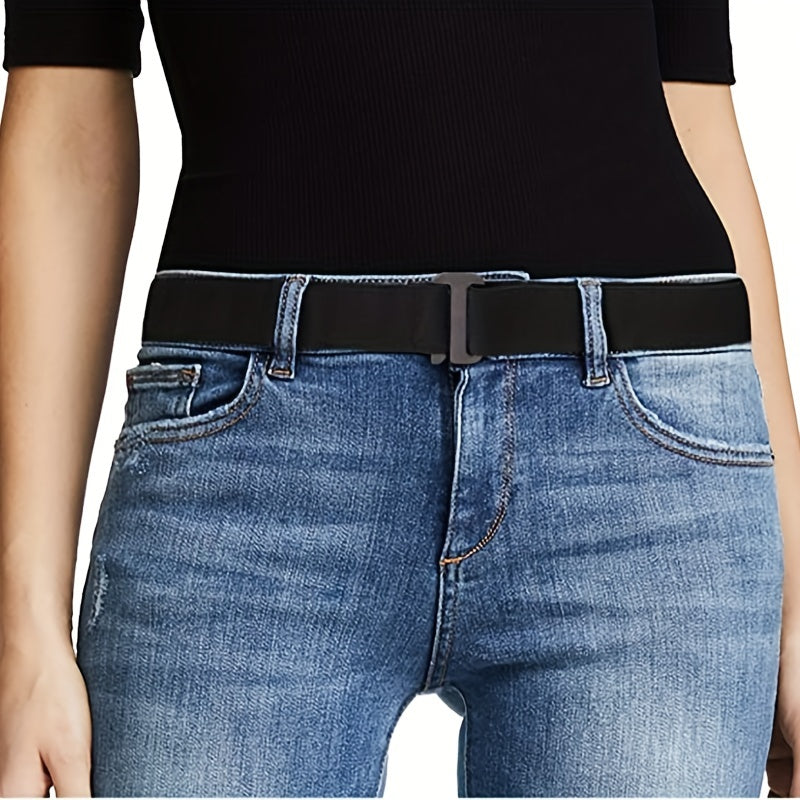 No Show Stretch Belt Invisible Elastic Web Strap Flat Buckle Jeans Pants Dresses