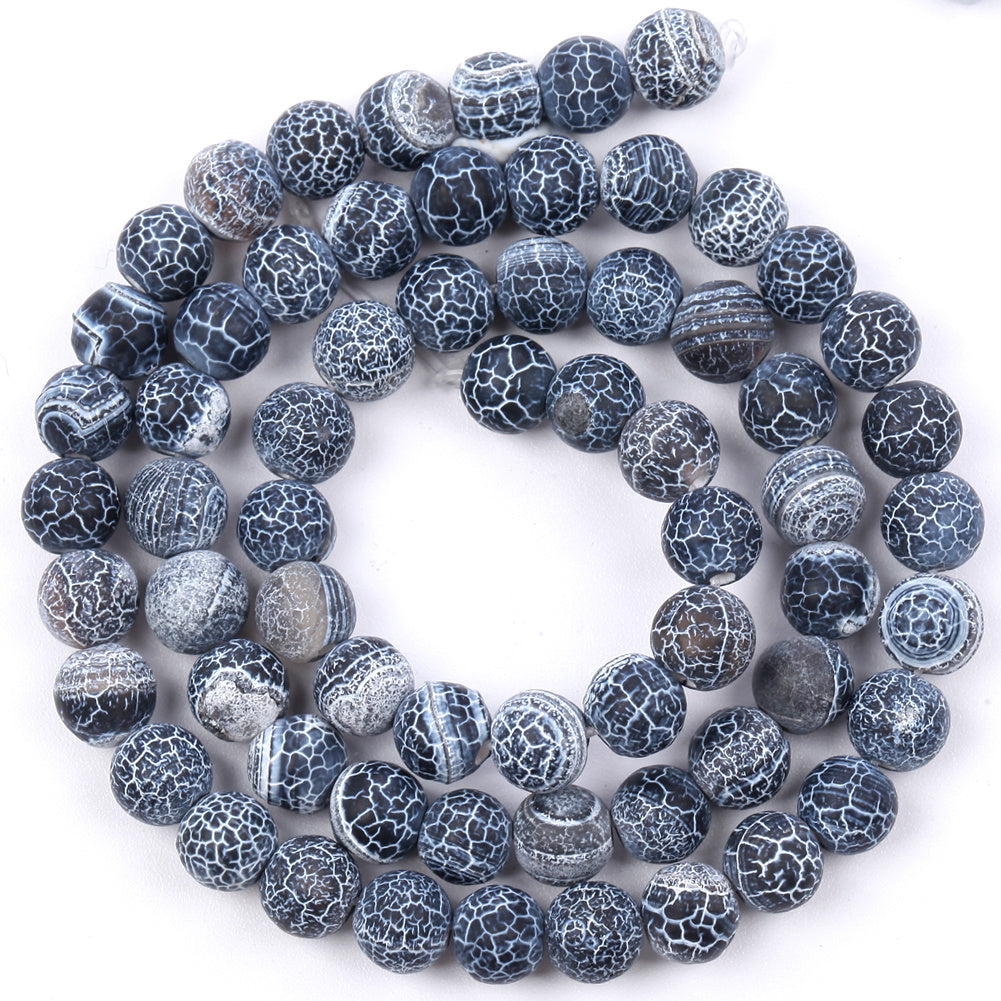 Frost Cracked Stone Round Loose Beads 15inches