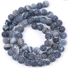 Frost Cracked Stone Round Loose Beads 15inches