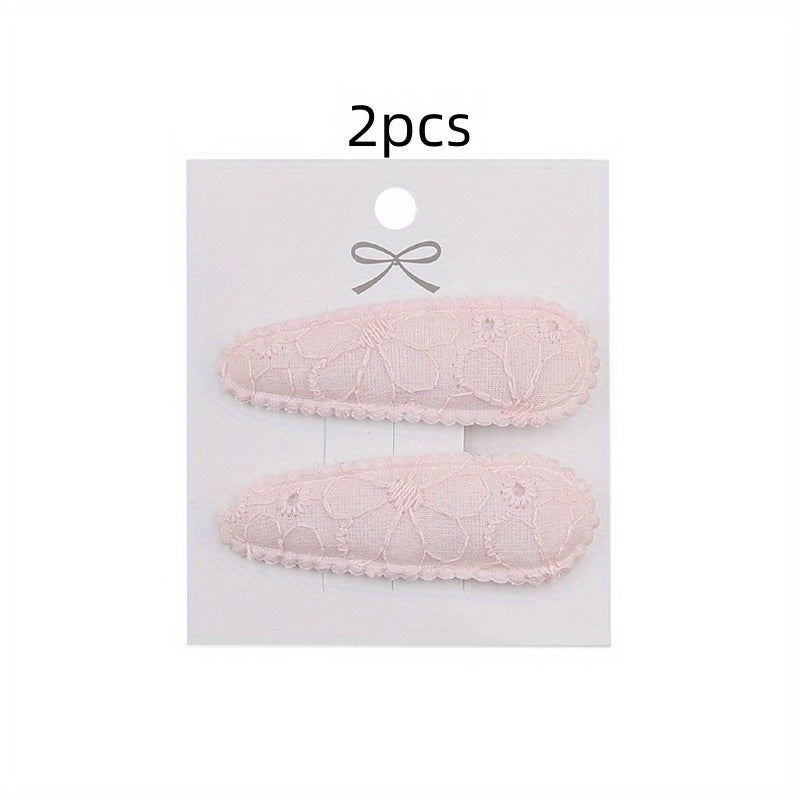 2pcs Embroidered Flower Hair Clips Sweet Hair Accessories