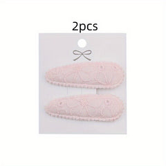 2pcs Embroidered Flower Hair Clips Sweet Hair Accessories