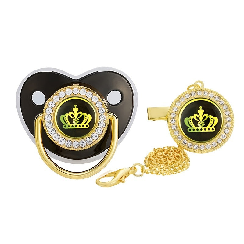 Golden Rhinestone Baby Pacifier for Little Princes