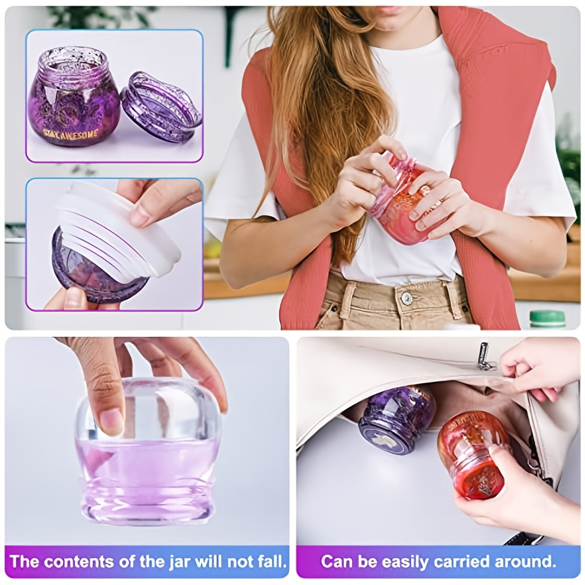 Silicone Jar Resin Molds With Lid