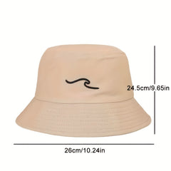 Beige Embroidery Fishermans Hat Small Basin Cap for Outdoor Activities All Seas