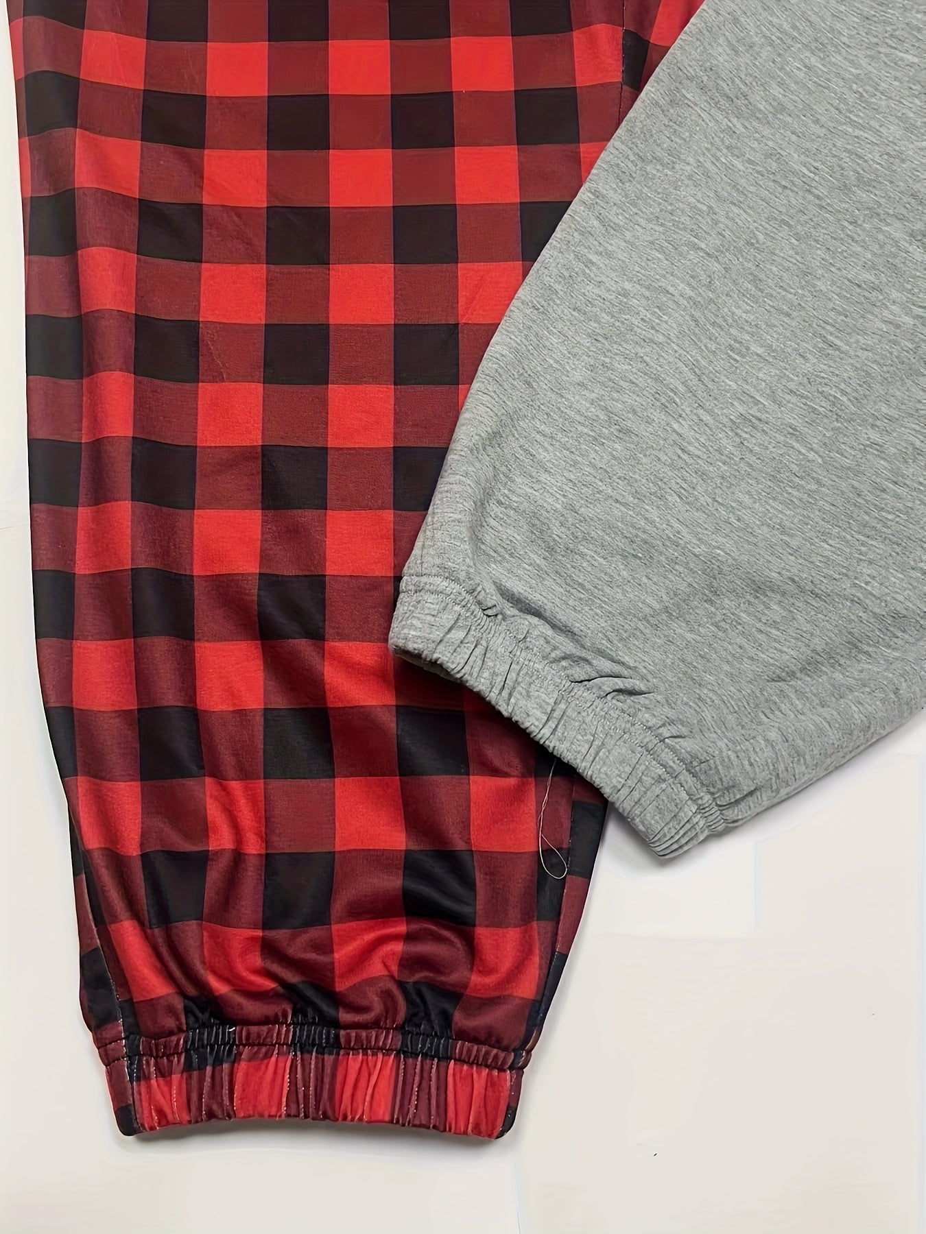  Casual Plaid & Slogan Print Jogger Trousers