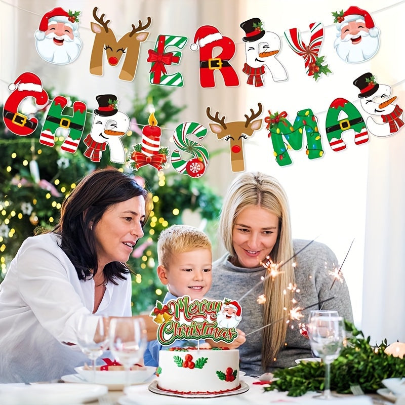 Christmas Letter Banner Xmas Party Decoration Paper Garland Year Gift
