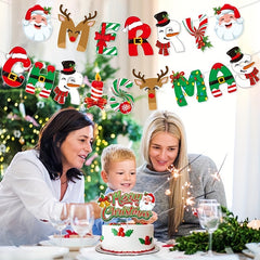 Christmas Letter Banner Xmas Party Decoration Paper Garland Year Gift