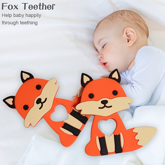Silicone Fox Baby Teether for Babies 3M+ BPA Free Teething Toy