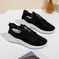 Women's Breathable Woven Sneakers Casual Lace Up Outdoor Shoes