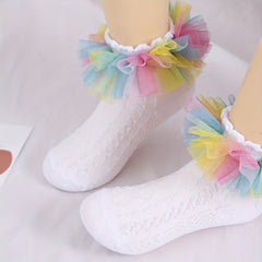 Girls Colorful Mesh Ankle Socks Breathable Comfortable Princess Socks