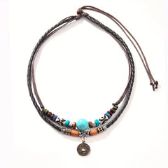 Boho Turquoise PU Leather Coin Necklace Party Favors