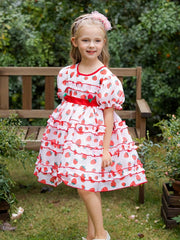 Girls Strawberry Princess Tutu Dress Party Beach Outfit