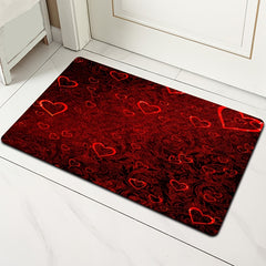 Romantic Red Rose and Red Heart Print Decorative Rug