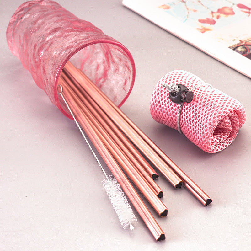 Romantic Pink Heart Straw Stainless Steel for Long Lasting Drinking