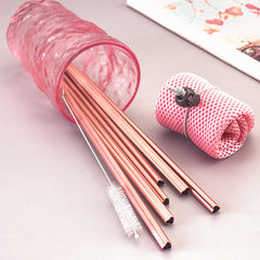 Romantic Pink Heart Straw Stainless Steel for Long Lasting Drinking