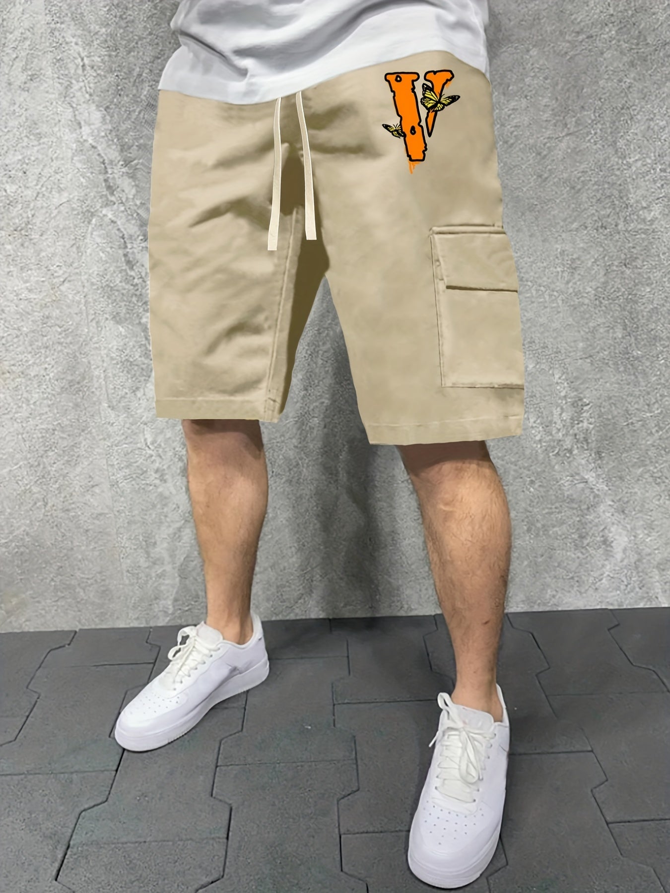 Men's V & Butterfly Graphic Casual Sports Cargo Shorts