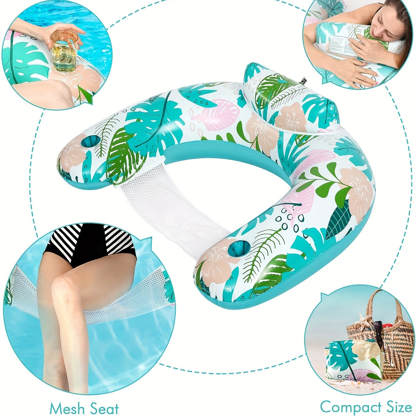Inflatable Pool Float Chair - Floating Lounge Float for Swimming