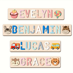 Name Puzzle Set Wooden Alphabet Blocks for Toddlers Educational Toy